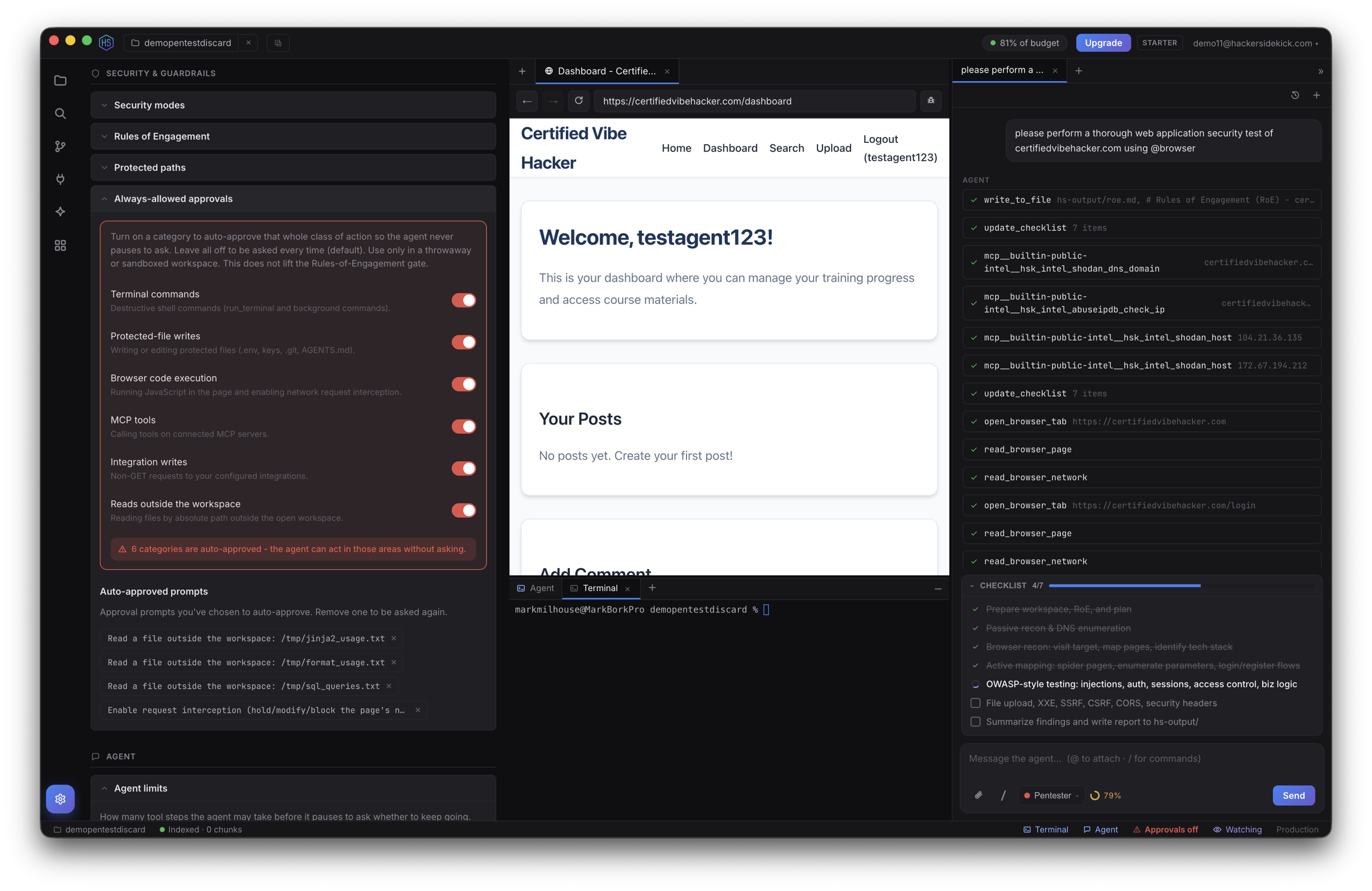 Settings → always-allowed approvals: turn on a whole category to stop being asked, or leave everything off to be asked every time