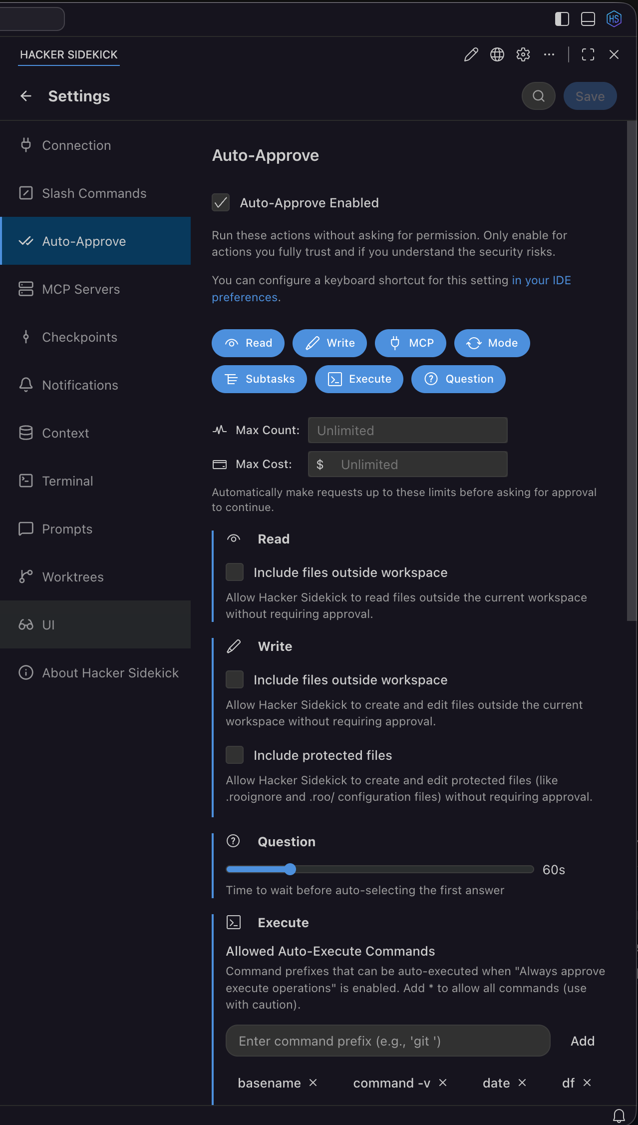 Auto-approve in the chat or Settings with safe, staged toggles