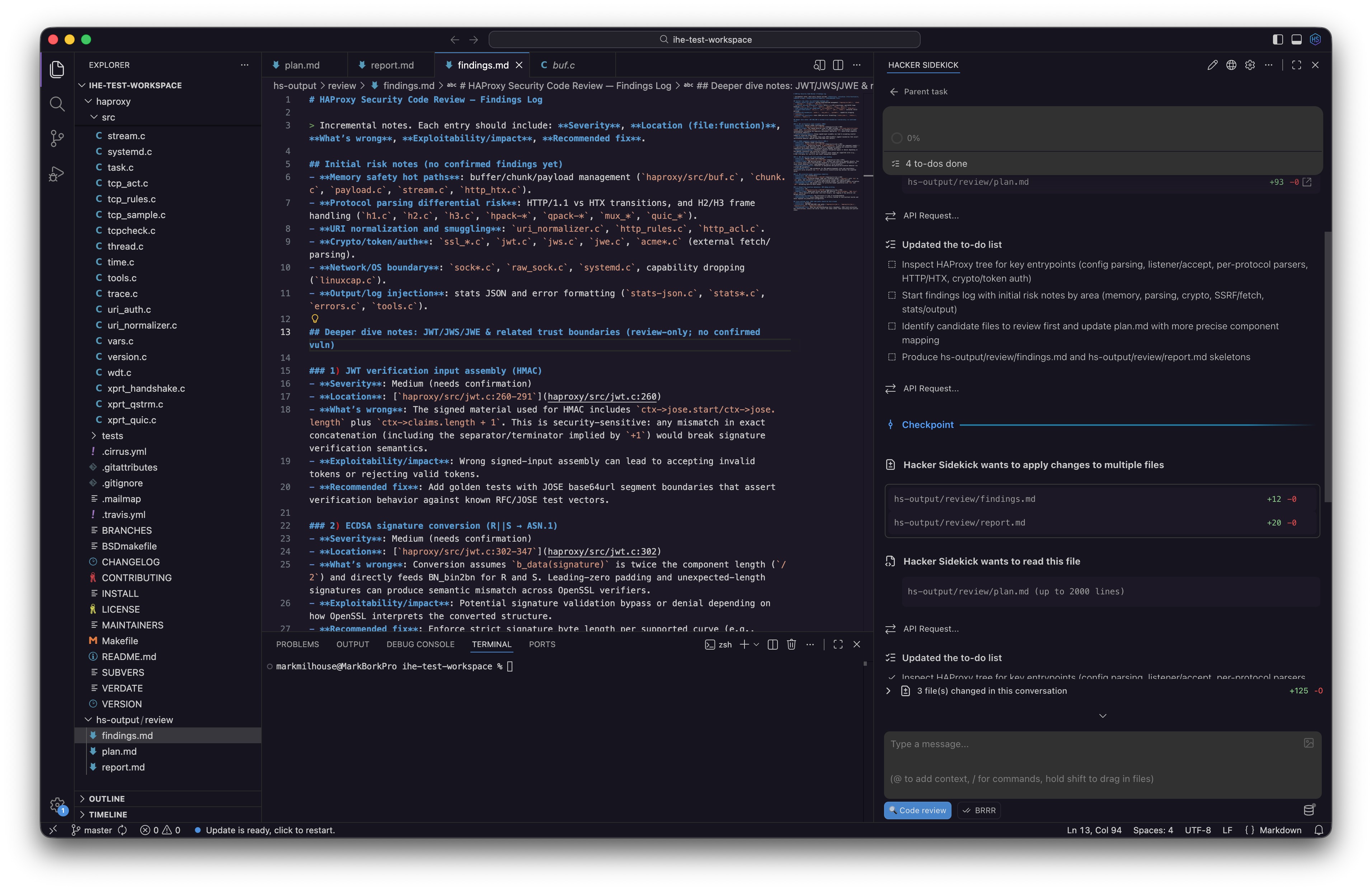 Hacker Sidekick main window: workbench and Hacker Sidekick side panel