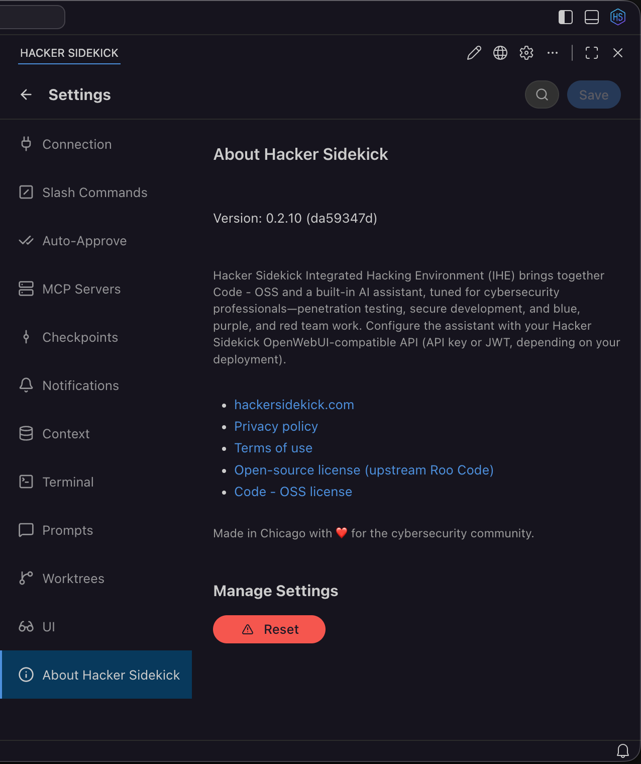 Reset to defaults on a provider or connection field